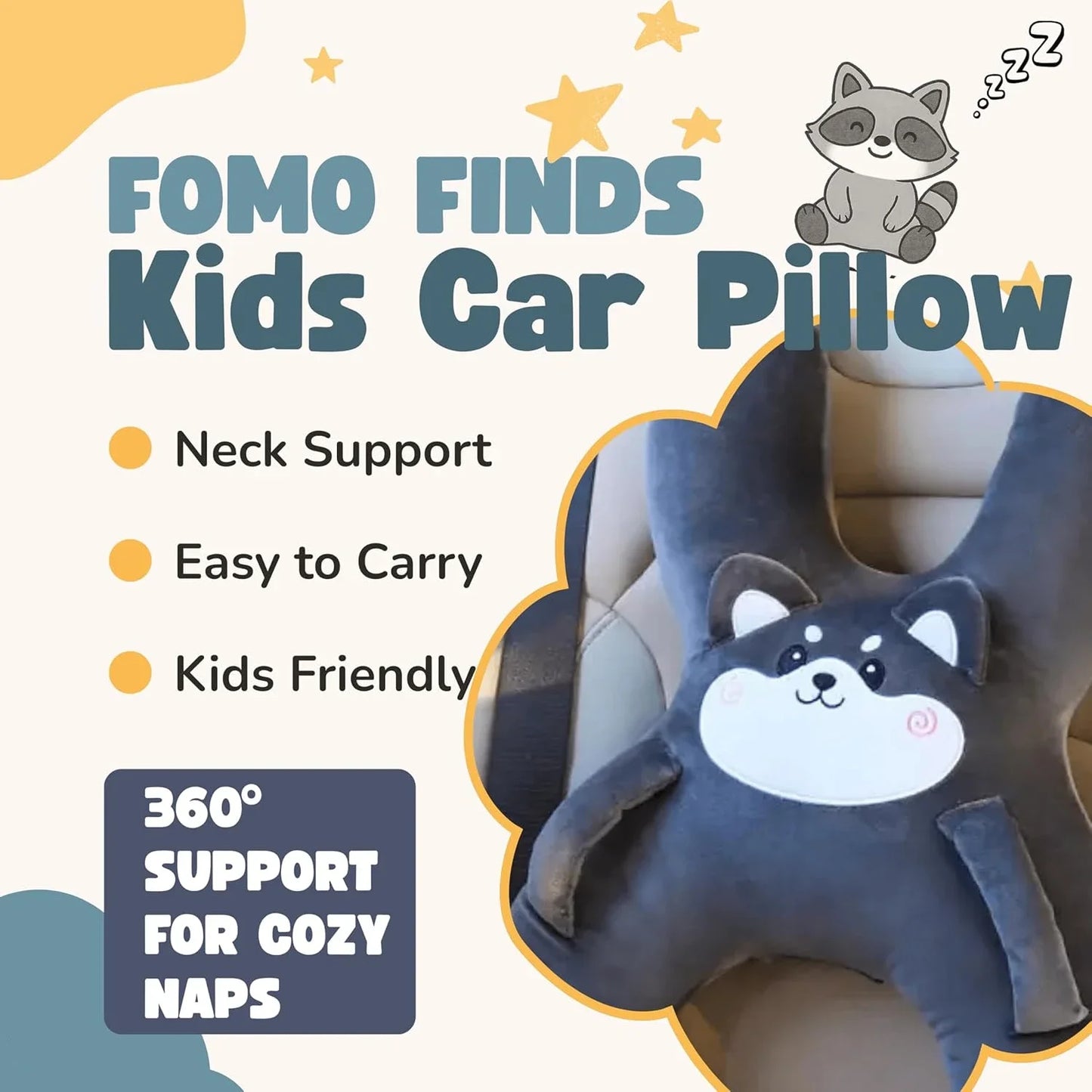 Kids Car Neck Pillow with Seat Belt Safety Sleep Aid Prevent Leaning Head Back Seat Sleeping Comfort During Long Distance Travel