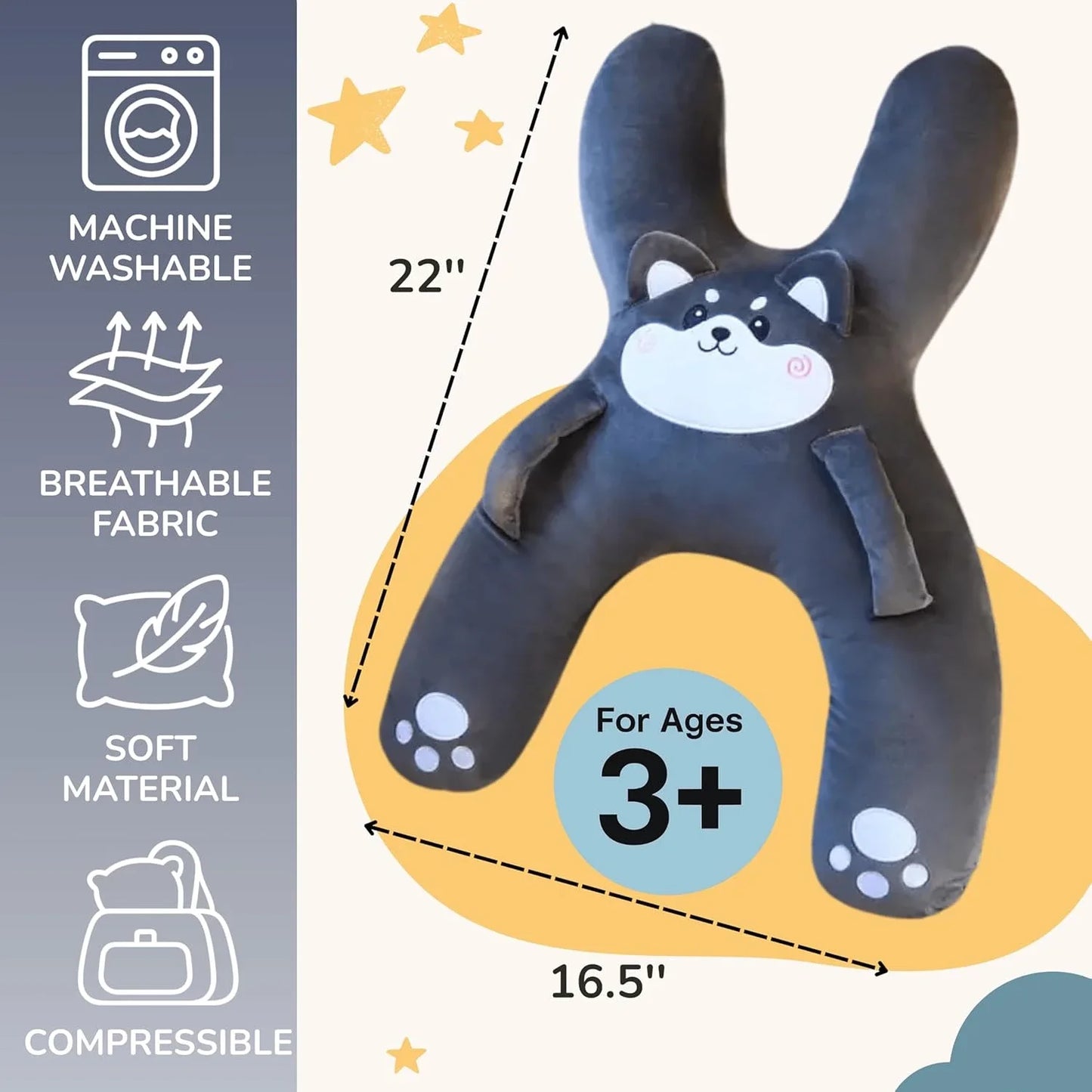 Kids Car Neck Pillow with Seat Belt Safety Sleep Aid Prevent Leaning Head Back Seat Sleeping Comfort During Long Distance Travel